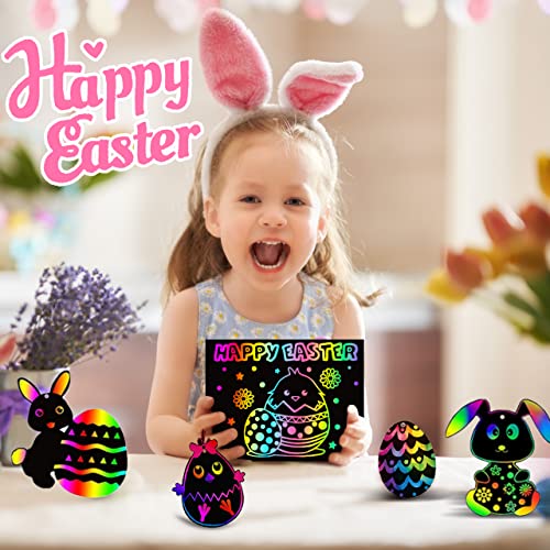ZMLM Rainbow Scratch Mini Art Notes - 125 Magic Note Pads Cards Sheets for Kids Black Crafts Arts DIY Party Favor Supplies Kit Birthday Game Toy Gifts Box Girls Boys Halloween