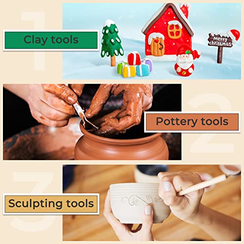Jetmore 35 Pack Clay Tools Kit, Pottery Tools & Sculpting Tools, Polymer Modeling Clay Cutters Sculpture Set for Carving, Ceramics, Molding, DIY