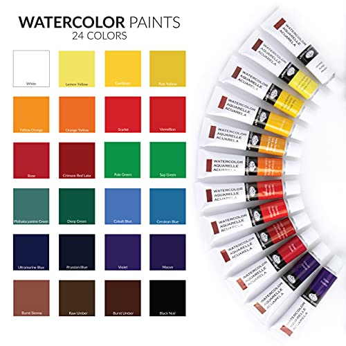 Royal & Langnickel WAT24 Watercolor Artist Tube Paint, 12ml, Pack of 24 colors