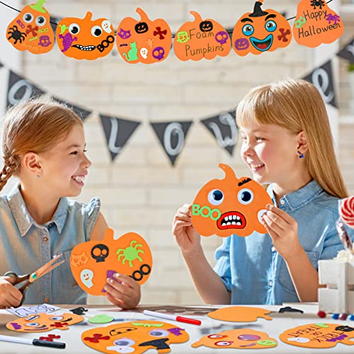 Max Fun 312PCS Halloween Pumpkin Shape Foam Stickers Glitter Set DIY Self-Adhesive Halloween Craft Kit for Kids Halloween Decoration