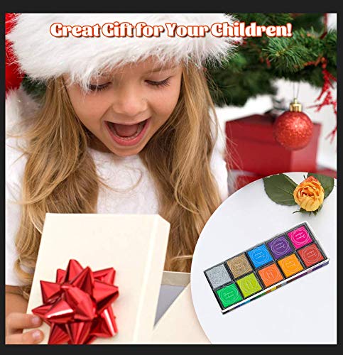 Ancwzoz Ink Pad, 20 Colors Washable Finger Craft Ink Pad for Kids Stamping, 1.57X1.57''