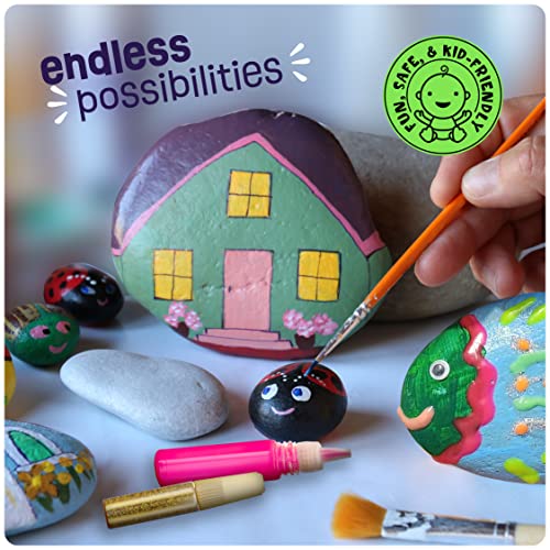 Kids Rock Painting Kit - Glow in The Dark - Arts & Crafts Gifts for Boys and Girls Ages 4-12 - Craft Activities Kits - Creative Art Toys for 4, 5, 6, 7, 8, 9, 10, 11 & 12 Year Old Kids