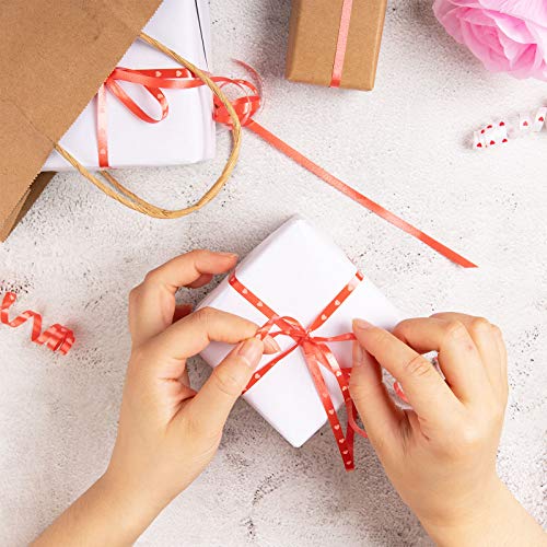 Whaline 400 Yard Valentines Curling Ribbon Printed Heart Ribbon for Gift Wrapping Balloon String Valentines Day Decorations Birthday Party Supplies, Crafts DIY, Flower, Home Decorations 5mm