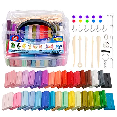 QMay Polymer Clay Kit, 32 Colors Oven Bake DIY Modeling Clay with Sculpting Tools, NonToxic & Safe, Art Craft Gifts Clay for Kids.