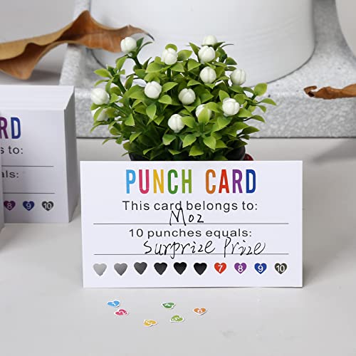 ONEDONE Punch Cards 200 Pack Reward Punch Cards with Heart Shape Hold Puncher Behavior Incentive Awards for Kids Students Teachers Home Classroom School Business Loyalty Gift Cards - 3.5" x 2"