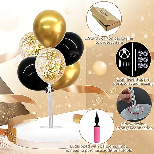 TONIFUL Black Gold Balloon Centerpieces for Table,Balloons Stand Kit for Black Gold Party Decorations Christmas Father's Day Engagement 50th Birthday Anniversary New Year 2024 Graduation Decorations