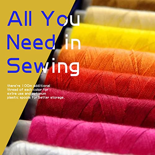 JUNING Sewing Kit with Case, Sewing Supplies for Home Travel and Emergency, Kids Machine, Contains Spools of Thread, Mending and Sewing Needles, Scissors, Thimble, Tape Measure