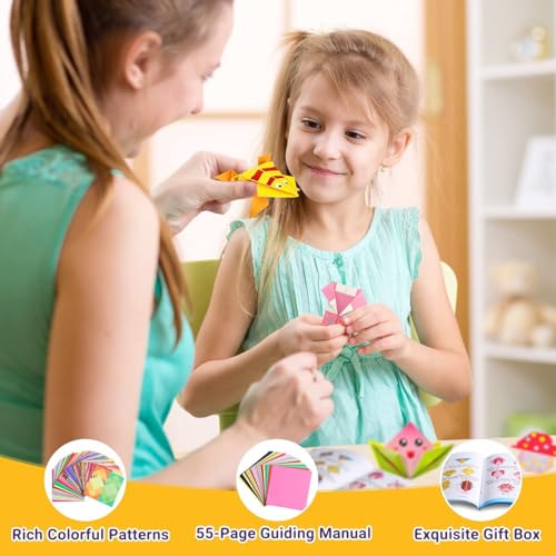 pigipigi Craft Origami Paper for Kids - 208 Sheets Vivid Colorful Folding Papers 54 Patterns Art Projects Kit for 5 6 7 8 9 10 11 12 Years Old Girl Boy Teen Birthday Gift Preschool Educational Toy