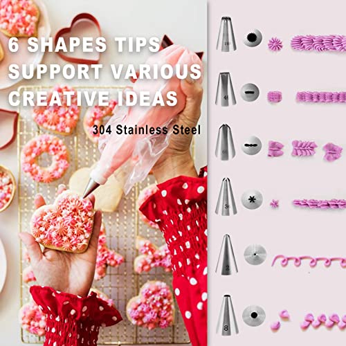 Cookie Decorating Supplies Kit 82Pcs With Storage Box, Sugar Cookies Turntable Set With 6 Piping Tips and Bags, Scribe Needle, Brush, Ideal Beginner Decorator Lover Kids Gift Valentine Halloween