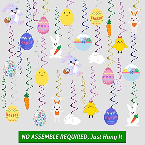Easter Hanging Swirl Decorations - Pack of 36 | Easter Decorations - Easter Egg Bunny Hanging Swirl Foil Decorations for Home Office School - Easter Party Ornaments Favors Supplies
