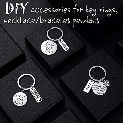 Hicarer 259 Pieces Inspirational Motivational Keychains Charms Bulk Inspirational Words Charms with Open Jump Key Rings for Various DIY Necklaces, Bracelets