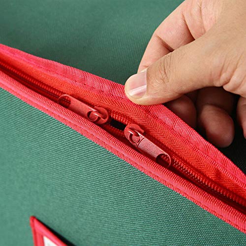 Sattiyrch Christmas Ornament Storage Box,600D Oxford Fabric Stores up-to 64 Standard Holiday Ornaments Holder,12 x 12 Inch 4 Layer Xmas Storage Containers,Green