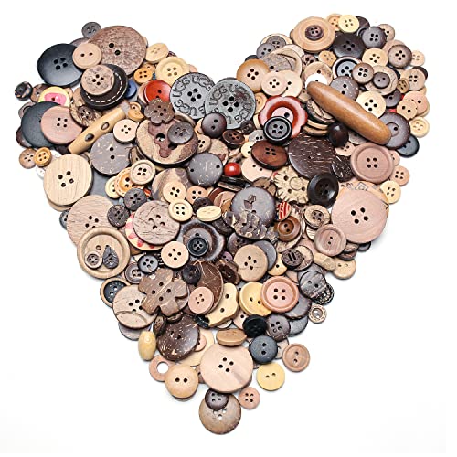 About 400 Wood Coconut Shell Button Resin Buttons, Sewing DIY Craft Buttons, Hand-Painted Decorative Buttons