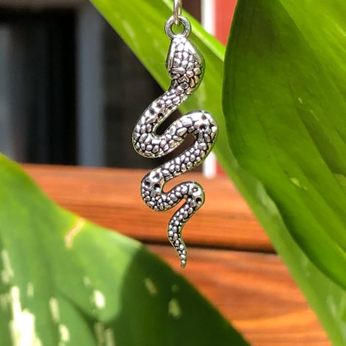 X Hot Popcorn 20 Pcs Alloy Snake Charms Mixed Smooth Metal Charms Pendants Accessory, DIY for Jewelry Making and Crafting(Silver)