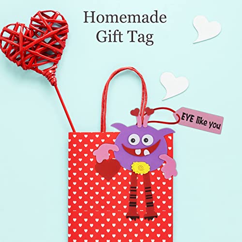 4E's Novelty Valentines Monster Craft Ornament (12 Pack) Foam Valentines Day Crafts for Kids Classroom DIY Activity Bulk - Individually Wrapped