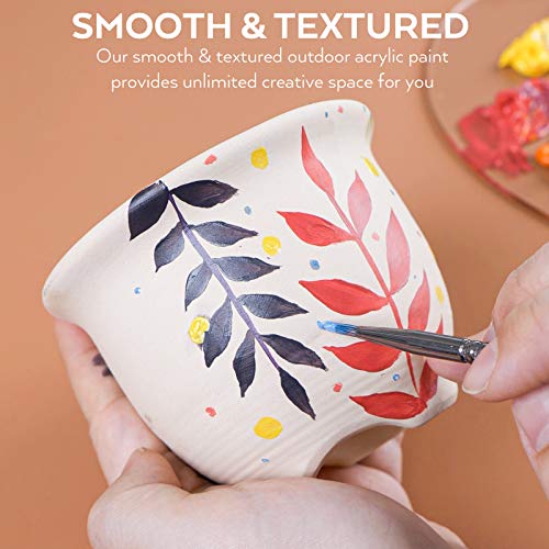 Nicpro 32 Colors Outdoor Acrylic Paint Bulk with Brush and Sponge, Knife, Non-Toxic Paint for Multi-surface Rock, Wood, Fabric, Leather, Crafts, Canvas, Shoes and Wall Painting