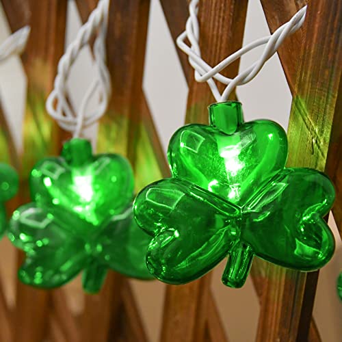 Pallerina Outdoor St. Patrick's Day String Lights, 8.5Ft St. Patrick Decoration Lights with 10 Clover Lights, Plug in Shamrocks Lights Indoor for Garden Bedroom Birthday, Green Clover Decor