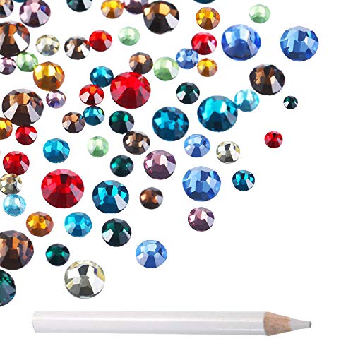 LPBeads 3456 Pieces Mix Size Flatback Rhinestones Glass Charms Diamantes Gems Stones for Nail Art Crafts Face Art (Mix SS3 4 5 6 8 10, Multicolor)