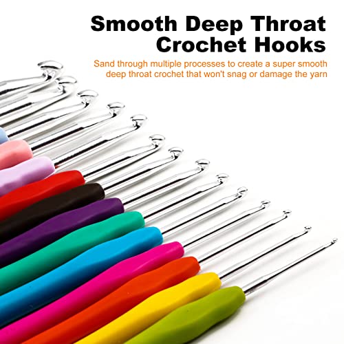 KOKNIT Crochet Hooks Set with Case,9 Ergonomic Crochet Hooks with Soft Grip,12 Aluminum,Full Crochet Kit for Beginners Adults with Crochet Tools and Accessories