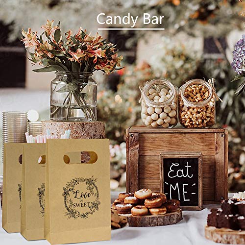 FRIDAY NIGHT Brown Craft Paper Bag with handled Craft Treat Bags 8.5 * 5.5 * 2.5 Inch for Wedding Party Business (50pcs