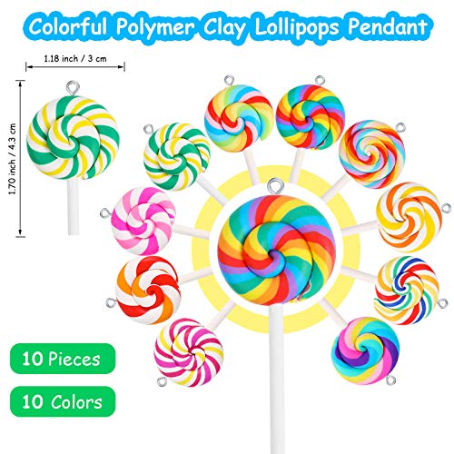 Hicarer Colorful Candy Pendant Charm for Jewelry Making Cute Gummy Bear Lollipops Polymer Clay Resin Charms for DIY Keychain Necklace Bracelet Earring Craft, 70 Pieces