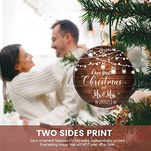 Our First Christmas as Mr. and Mrs Ornament 2023, 1st Christmas Married Ornaments, Wedding Gifts for Couple Bride and Groom, Christmas Tree Decoration, Bridal Shower Gift, Newlywed Gift