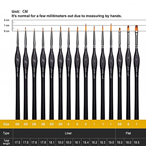 Miniature Paint Brushes, 15PC Model Brushes Micro Detail Paint Brush Set, Fine Detailing for Acrylics, Oils, Watercolors & Paint by Number, Citadel, Figurine, Warhammer 40k (Black)