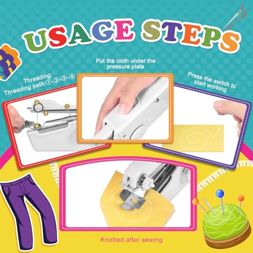 Handheld Sewing Machine with Accessories Kit,Mini Sewing Machine for Quick Stitching,Portable Sewing Machine Suitable for Home,Travel and DIY,Electric Handheld Sewing Machine for Beginners