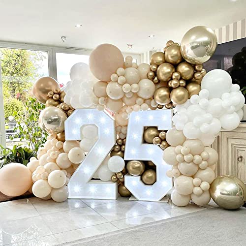 White Sand Balloon Garland Arch Kit 100 Pack 18/12/10/5 Inch Cream White Balloons Different Sizes Matte White Latex Party Balloon for Baby Shower Wedding Happy Birthday Party Decoration