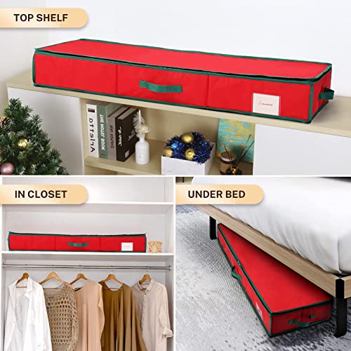 MaidMAX Christmas Wrapping Paper Storage Bag, 42 inch Gift Wrap Organizer Underbed Storage Box Container 600d Oxford Fabric Wrapping Paper Holder for Storing Rolls, Ribbons, Bows 42L x 14W x 5.5H