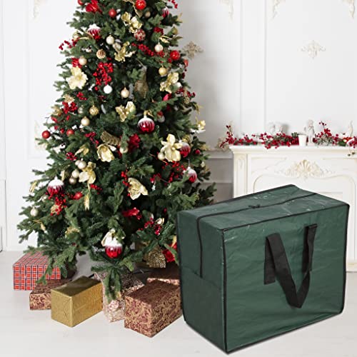 ProPik Christmas Ornaments Storage, Holiday Accessories Bag Tear-Proof Tarp 18 X 10 X 15 with Handles and Full Length Zipper (Green)