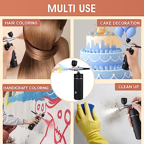 Cordless Airbrush Kit Rechargeable Airbrush Compressor 20-27PCI for Art Painting,Cake Airbrush Decorating, Crafts, Model Painting, Air Brush Painting, Nail Airbrush Machine