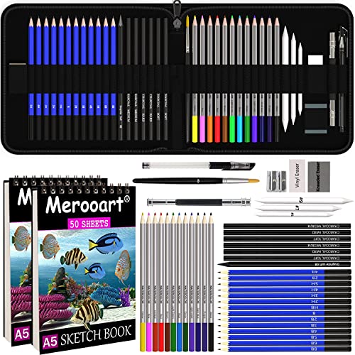 43 colored pencil sets, two sketchbooks with 50 pages, black zipper set, professional watercolor pencils for adults/children, professionals/beginners, durable colored art pencils