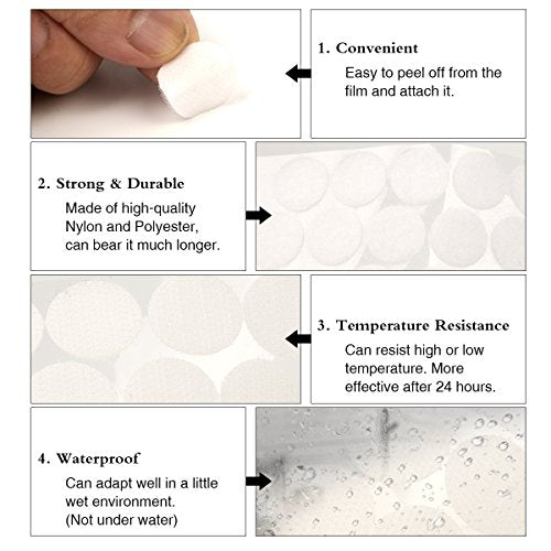 Hompie 1200pcs (600 Pair Sets) 15mm Diameter Sticky Back Hook, Self Adhesive Dots Loop Tapes for DIY Crafts Office Classroom (White)