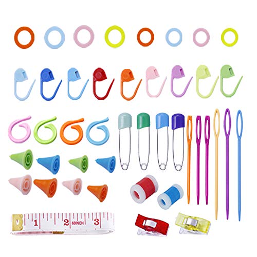 381 Pieces Stitch Ring Markers and Colorful Knitting Crochet Locking Counter Stitch Needle Clips + Weaving Tools Knitting Kits with 3 Storage Boxes
