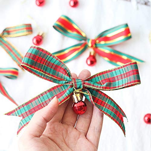 Christmas Checkered Plaid Ribbon 25 Yard Each Roll 100% Polyester Woven Edge Gingham Ribbon for Christmas Crafts, Gift Wrapping (Special Design 3/8 Inch(9mm))