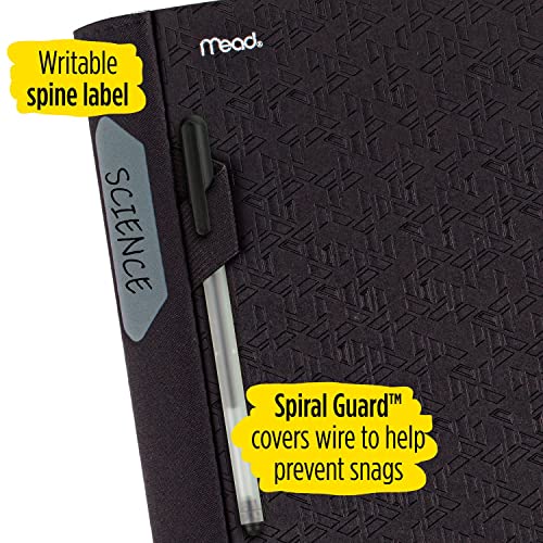 Five Star Spiral Notebook + Study App, 5-Subject, College Ruled Paper, Advance Notebook with Spiral Guard, Movable Tabbed Dividers and Expanding Pockets, 8-1/2" x 11", 200 Sheets, Black (73144)