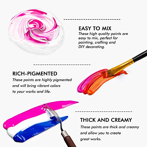 Shuttle Art Acrylic Paint Set, 30 x12ml Tubes Artist Quality Non Toxic Rich Pigments Colors Great for Kids Adults Professional Painting on Canvas Wood Clay Fabric Ceramic Crafts