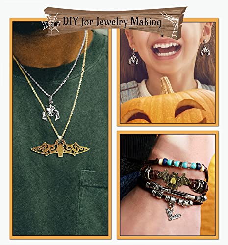 JIALEEY 33PCS Bat Charms Mixed Halloween Spooky Flittermouse Flying Vampire Bat Connector Charms Pendants DIY for Jewelry Making Crafting