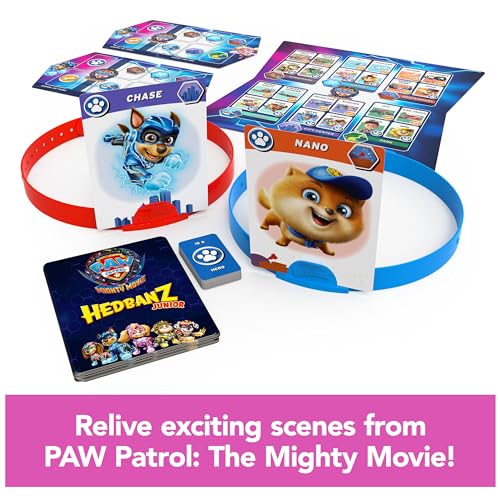 Hedbanz Junior PAW Patrol The Mighty Movie Game- Family Games | Games for Family Game Night| Kids Games | Card Games for Families & Kids Ages 5 and up