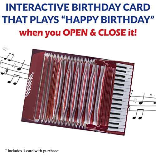 Interactive Accordion Birthday Card – Open/Close to Play 'Happy Birthday' - Music Present for Men, Present for Musicians, Birthday Card for Kids & Men, Birthday Pop Up Card, Bday Greeting Cards