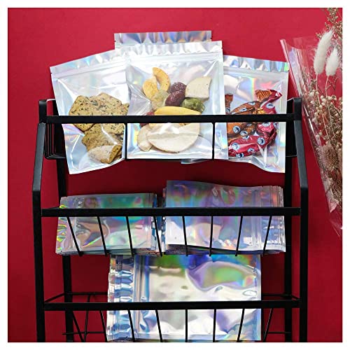 100 Pieces Mylar Holographic Resealable Bags - 4 x 6" Smell Proof Bags, Foil Pouch Ziplock Bags for Party Favor Food Storage (Holographic Color, 4 x 6 Inch)