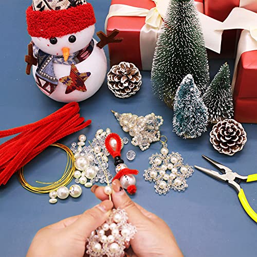 Christmas Beaded Ornaments Kits to Make (22 Sets)-Including 12 Pcs Snowman /4 Pcs Bell/6 Pcs Snowflake - DIY Christmas Crafts for Holiday Tree Decorations(Assembly Needed)