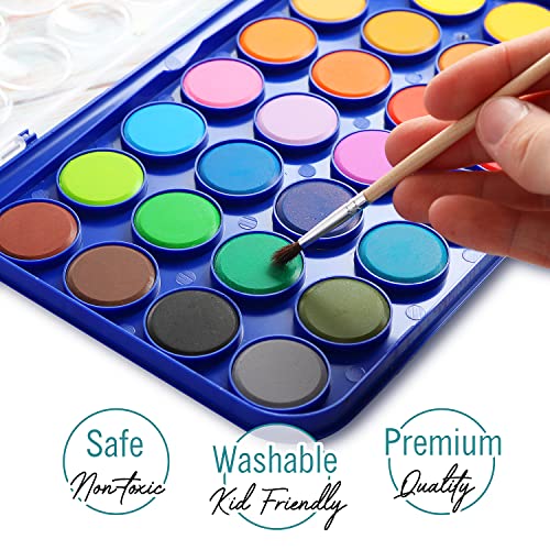 2 Pack Watercolor Paint Set 12 Vivid Colors Includes Watercolour Mixing Palette and 1 Brushe, Perfect For Artists, Beginner Painters, Kids and Adult Painting