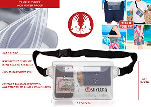 SHYLERO Beach Bag and Pool Bag. Has Airtight Pouch, Key Holder. Beach Tote is Zippered, Waterproof (IP64) - L22xH15xW10