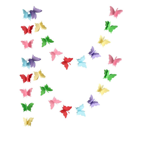 zilue Butterfly Banner Decorative Paper Garland for Wedding, Baby Shower, Birthday & Theme Decor 110 Inches Long Set of 2 Pieces Mix Color