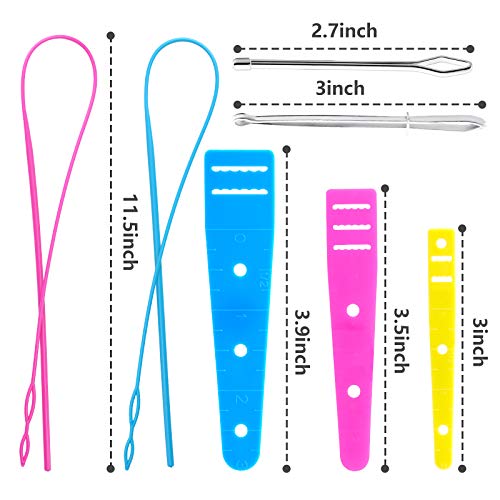 10 Pieces Bodkin Threader Drawstring Threader Set, Including 2 Flexible Plastic Drawstring Threader, 2 Stainless Steel Sewing Loop Turner Hook, 2 Metal Tweezers, 1 Bag, 3 Flat Plastic Threader