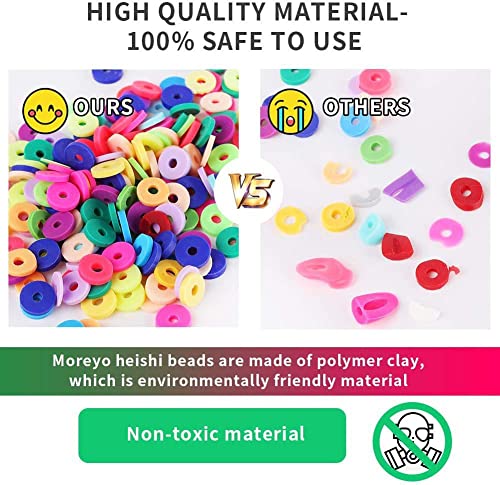 MIIIM 3600 PCS 10 Strands Clay Beads Polymer Clay Beads for Jewelry Making, Vinyl Heishi Beads 6mm for Surfer Bracelets Necklace Making (Blue)