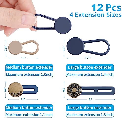 Ceryvop 18PCS Button Extenders for Jeans, Pants Waist Button Extender for Women Men, Ceryvop Jeans Button Extender Stretchy Waist Extension, 6 Sizes Pants Button Waistband Extender