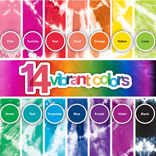 Tulip One-Step Tie-Dye Party, 18 Pre-Filled Bottles, Creative Group Activity, All-in-1 Fashion Design Kit, 1 Pack, Rainbow